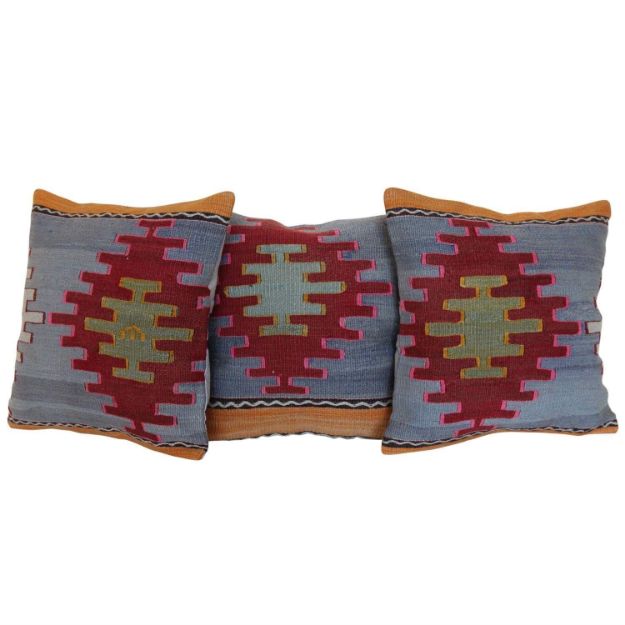 Antique-Turkish-Kilim-Rug-Pillows-Set-of-3 1