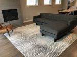 3D Textured Gray Striped Rug