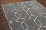 Picture of Geometric Gray Rug with Yellow Lines