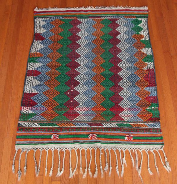 Picture of 3X5 Bergama Yoruk Wool Handmade Kilim Rug - 3'3''x4'3''