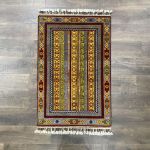 Picture of 3x5 Vintage Turkish Rug with Color Pop, Hand-Knotted Boho Khorjin Rug - 2'8"x4'6"