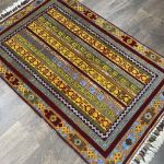 Picture of 3x5 Vintage Turkish Rug with Color Pop, Hand-Knotted Boho Khorjin Rug - 2'8"x4'6"