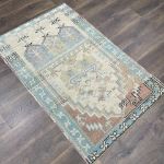 Picture of 3X5 Boho Chic Distressed Turkish Rug in Pastel Colors - Vintage Hand-Knotted Wool Rug for Home Décor Gift - 3'X4'10"