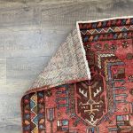 Picture of Hand-Knotted Distressed Wool Red Wide Runner Rug - 10.5 Ft Boho Chic Rug with Medallions for Living Room, Bedroom or Kitchen - 3’2”x10’6”