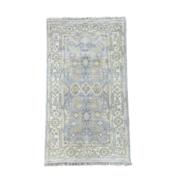 Picture of 3x5 Turkish Oushak Gray Blue Rug with Boho Chic Home Decor Area Rug for Living Room, Entryway, Bedroom Aesthetic - Vintage Oriental Gift