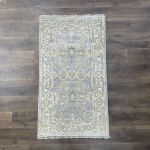 Picture of 3x5 Turkish Oushak Gray Blue Rug with Boho Chic Home Decor Area Rug for Living Room, Entryway, Bedroom Aesthetic - Vintage Oriental Gift