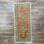 Picture of 3'x7' Hand-Knotted Vintage Orange 3x7 Ft Rug Runner Bohemian Hand Knotted Turkish