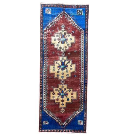 Picture of 7  Ft Wool Hand Knotted Rug Runner Red- Boho Chic Area Runner Rug Gifts for Entryway, Hallway, Kitchen - Vintage Carpet Runner 7 Ft