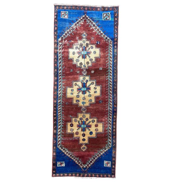 Picture of 7  Ft Wool Hand Knotted Rug Runner Red- Boho Chic Area Runner Rug Gifts for Entryway, Hallway, Kitchen - Vintage Carpet Runner 7 Ft