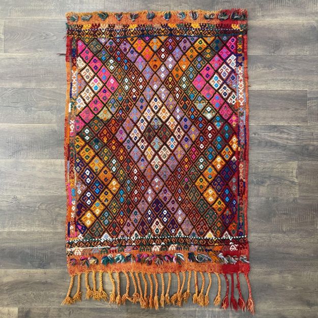 Picture of Hand-Knotted 3x5 Rug Cicim Kilim Handmade Wool Colorful Rug