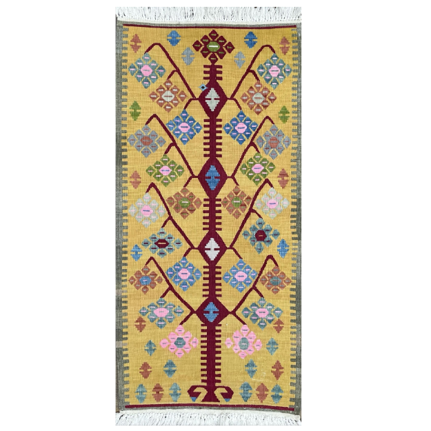 Picture of 4.4 Ft Kilim Runner Rug Turkish Tree of Life Design Wool