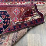 Picture of 10.5 Ft Extrra Wide Runner Hand-Knotted Distressed Wool Red Pink Runner Rug with Medallions for Hallway