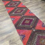 Picture of 11.5 Ft Red Runner Hand-Knotted Distressed Wool Red Wide Runner Rug