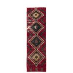 Picture of 8 ft Turkish Wool Hand Knotted Rug Runner Red, Black