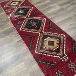 Picture of 8 ft Turkish Wool Hand Knotted Rug Runner Red, Black