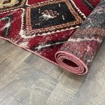 Picture of 8 ft Turkish Wool Hand Knotted Rug Runner Red, Black