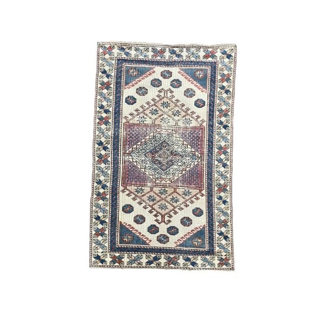 Picture of 3x5 Rug Hand Knotted Vintage Distressed Geometric Wool Rug