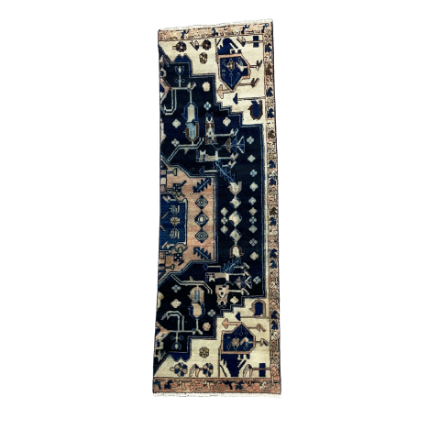 Picture of 6.5 Ft Heriz Blue Persian Runner Rug Antique Distressed