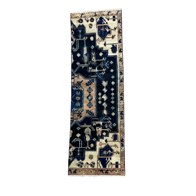 Picture of 6.5 Ft Heriz Blue Persian Runner Rug Antique Distressed