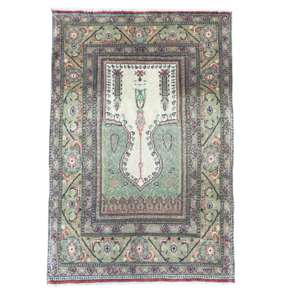 Picture of Handmade Wool Rug 3'x4'6" - Turkish Vintage Area Rug, Eco-Friendly Home Decor