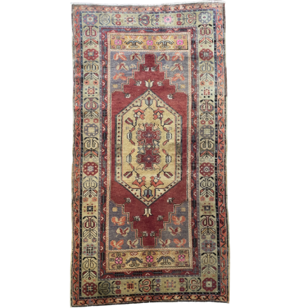 Picture of 4'x7'7" Handmade Wool Rug - Turkish Vintage Area Rug, Eco-Friendly Home Deco