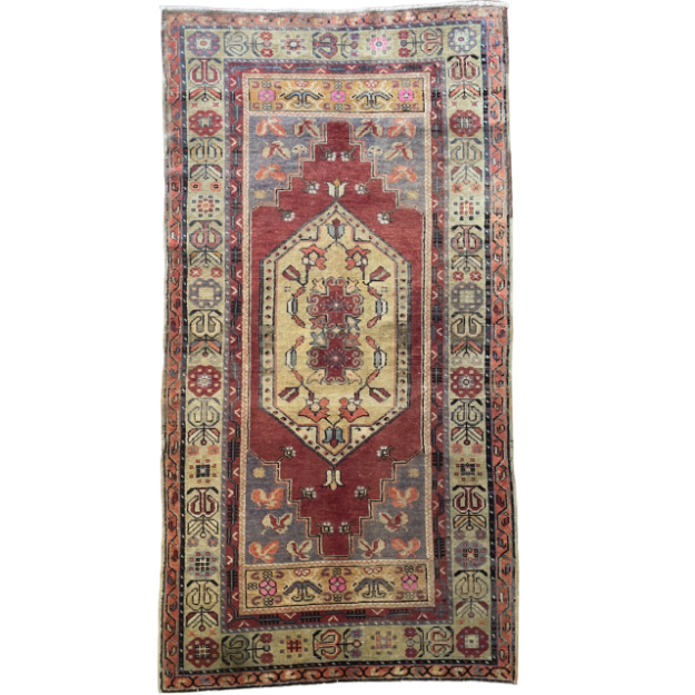 Picture of 4'x7'7" Handmade Wool Rug - Turkish Vintage Area Rug, Eco-Friendly Home Deco