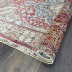 Picture of Handmade Wool Rug 4'x6" - Turkish Traditional Vintage Area Rug, Red and Blue, Eco-Friendly Home Decor