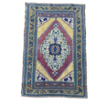 Picture of Handmade Wool Rug 3'x4'6" - Turkish Vintage-Inspired, Eco-Friendly, Small Area Rug for Living Room or Entryway