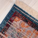 Vintage medallion area rug featuring a traditional multicolor pattern with red, blue, and gold hues, adding warmth and elegance to home decor.