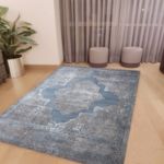 Elegant pastel rug, muted tones carpet, soft rug for stylish living room, geometric pattern rug with pastel shades