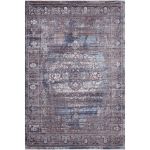 Blue Distressed Picasso Area Rug with Vintage Medallion Design