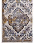 Bohemian Picasso Diamond Colorful Rug featuring distressed diamond motifs in gold, gray, ivory, and blue.