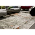 Abstract art-inspired Pacific Orange Gray Rug with vibrant orange and gray tones, ideal for bedrooms, sitting rooms, and contemplative spaces.