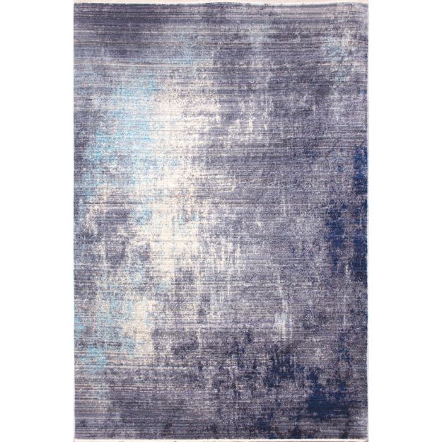 Navy Blue and Teal Abstract Rug with minimalist design, ideal for adding style and comfort to your living room.