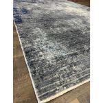 Contemporary Navy and Teal Abstract Rug with a vibrant, artistic design, ideal for any modern home.