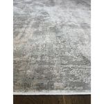 Exquisite Silver, Gray Oushak Rug with Hi-Low Dense Pile elegantly styled in a modern living room setup.