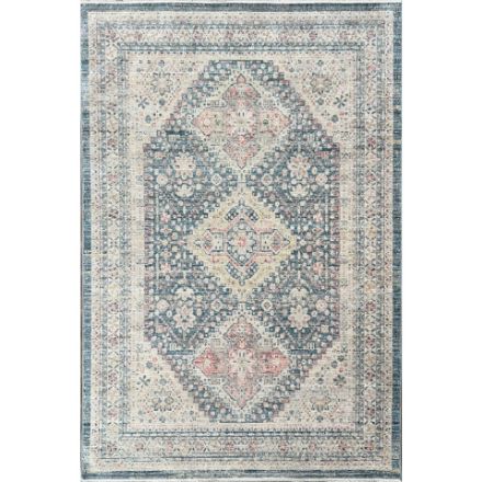 Elegant vintage blue area rug with a diamond trellis design and soft short pile ideal for enhancing living room or bedroom decor