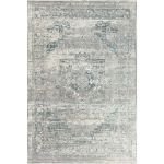 Vintage-inspired light gray area rug with medallion pattern and soft short pile for living room or bedroom decor