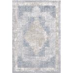 Luxurious Soft Smyrna diamond-pattern rug with high knot density and muted gold and grayish blue tones for elegant home decor