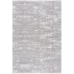 Smyrna subtle-textured rug with minimalist patterns in muted gray, silver, and white tones for elegant home decor