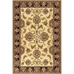 Classic Oushak Floral Beige and Burgundy Wool Rug with Traditional Oriental Design