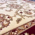 Power-Loomed Dense Wool Rug with Classic Floral Design and Rich Color Palette - Timeless Beige and Burgundy Floral Wool Rug for Elegant Home Decor