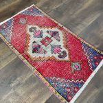 Picture of Vintage Red Handmade Wool Rug 1'7"x3' – Charming Accent Rug, Soft & Durable, Perfect for Entryways or Small Spaces