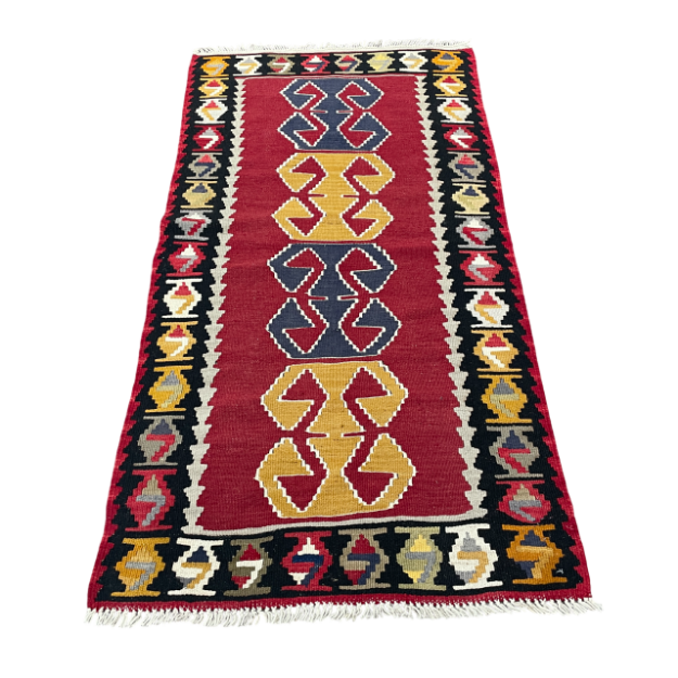 Picture of 2'9" x 5'6" Handwoven Turkish Kilim Rug - Vintage Wool Flatweave | Boho Geometric Area Rug