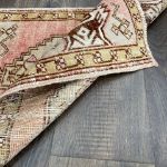 Picture of Hand-Knotted Turkish Rug 1'8" x 2'9" - Vintage Wool Area Rug, Small Boho Accent Rug, Pink & Beige Oushak Carpet, Handmade Entryway Mat