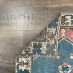 Picture of Hand-Knotted Turkish Rug 2'7" x 4'5" - Vintage Wool Area Rug, Blue & Pink Boho Carpet, Handmade Small Accent Rug, Soft Pastel Decor Mat