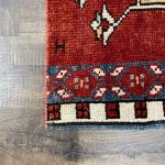 Picture of Hand-Knotted Tribal Rug 2'1" x 4'6" - Vintage Wool Area Rug, Boho Geometric Carpet, Handmade Red Turkish Accent Rug, Small Entryway Mat