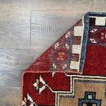 Picture of Hand-Knotted Tribal Rug 2'1" x 4'6" - Vintage Wool Area Rug, Boho Geometric Carpet, Handmade Red Turkish Accent Rug, Small Entryway Mat