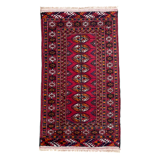 Picture of Hand-Knotted Persian Rug 2x4 - Small Vintage Wool Carpet, Traditional Boho Decor, Red Oriental Area Rug