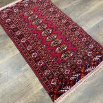 Picture of Hand-Knotted Persian Rug 2x4 - Small Vintage Wool Carpet, Traditional Boho Decor, Red Oriental Area Rug